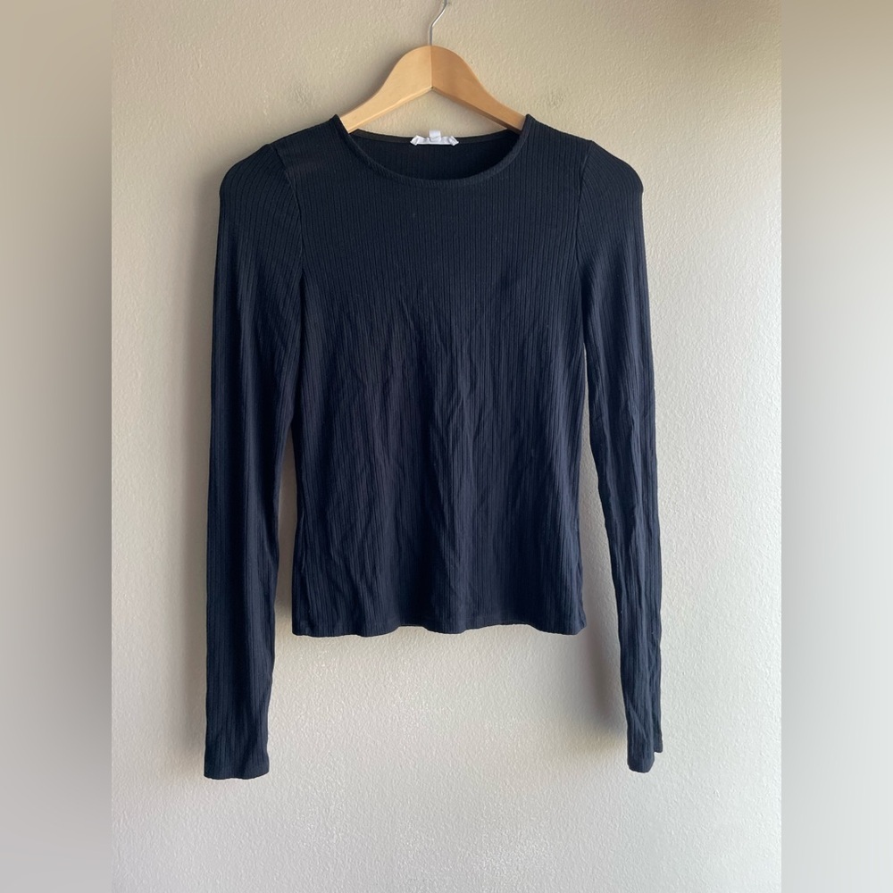 Splendid Women Black Crew Neck Stretch Top Size Small